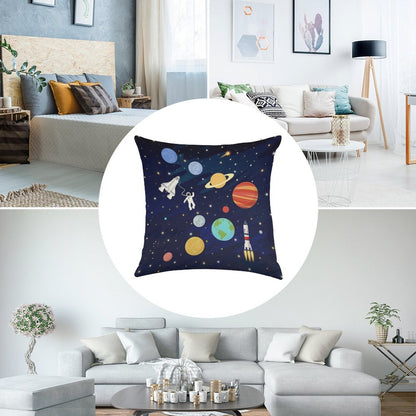 In Space Linen Throw Pillow Cover