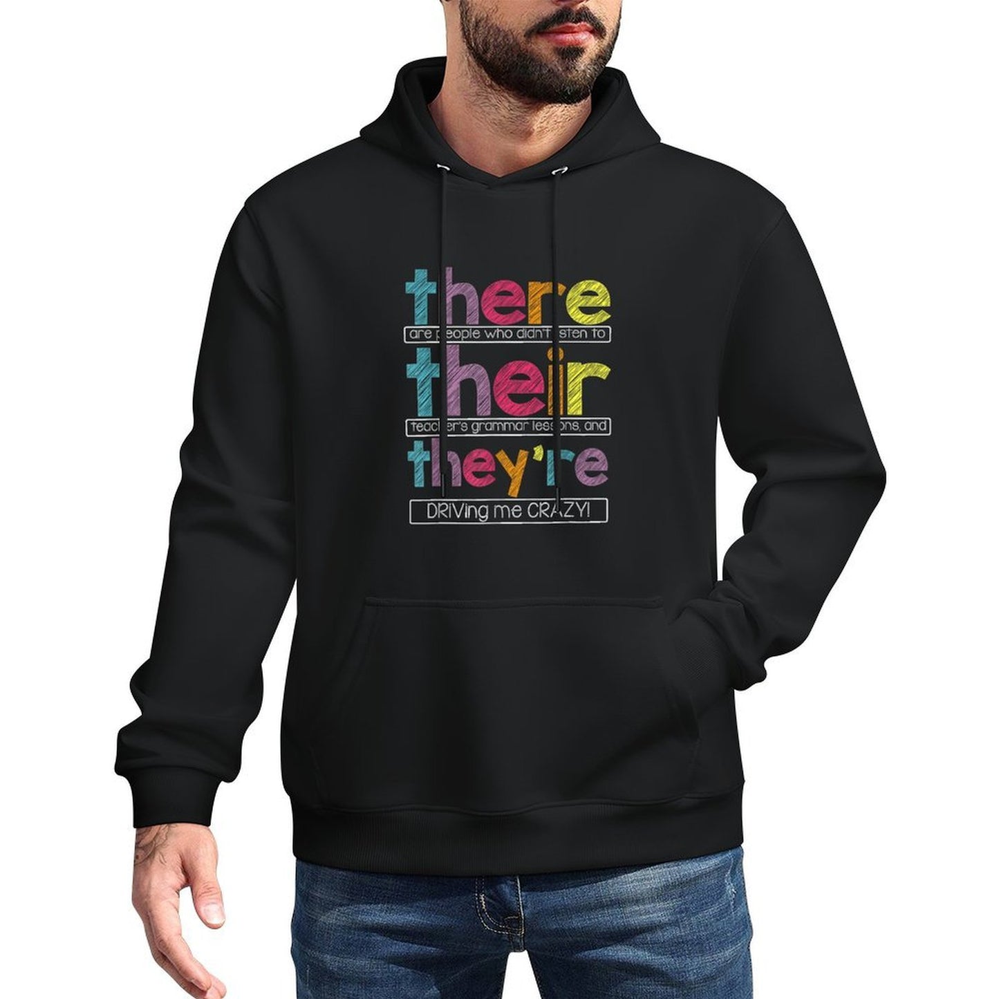 There Their Theyre English Grammar Teacher Funny Humor Kangaroo Pocket Hoodie