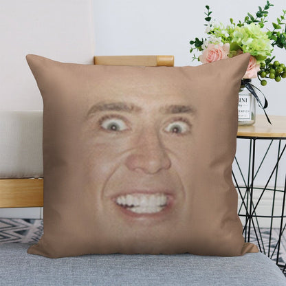 Nicholas Cage Face Pattern Linen Throw Pillow Cover