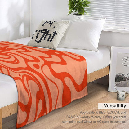 Marbled Pattern of Red Fluid Shapes Throw Blanket