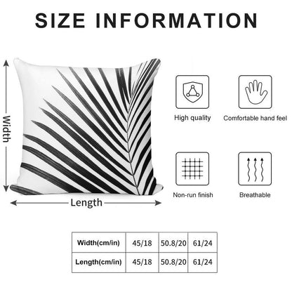 PALM LEAF Black & White Soft Home Decor Throw Pillow