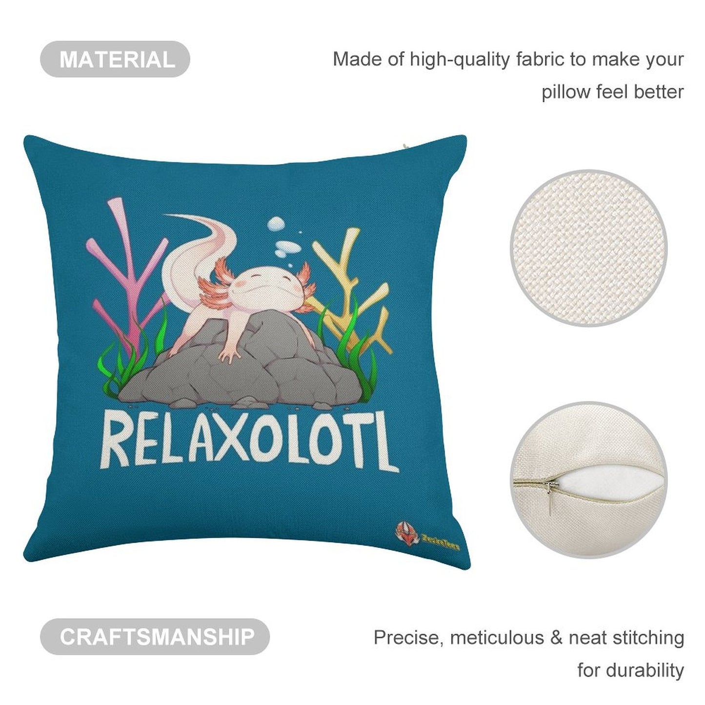 Relaxolotl A Cute Relaxing Axolotl on A Rock Linen Throw Pillow Cover