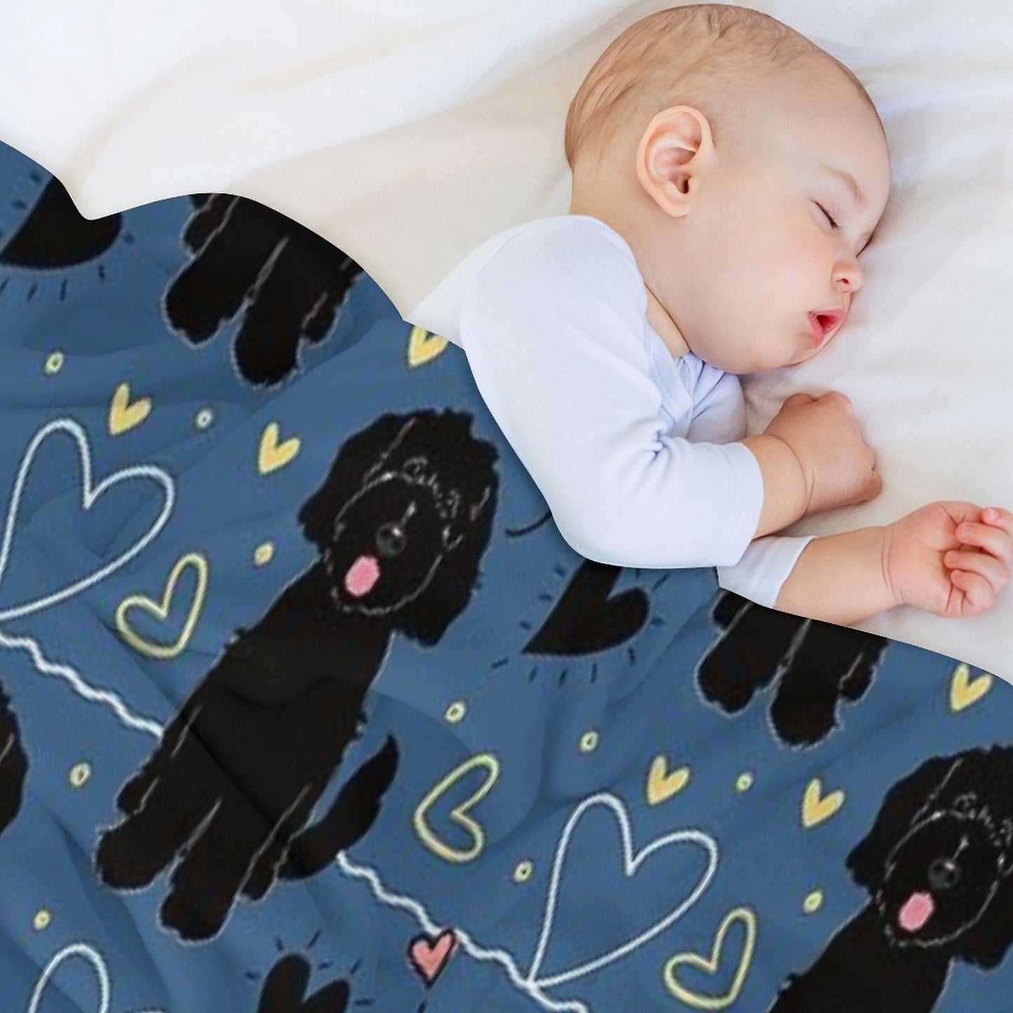 LOVE Black Goldendoodle Dog Throw Blanket