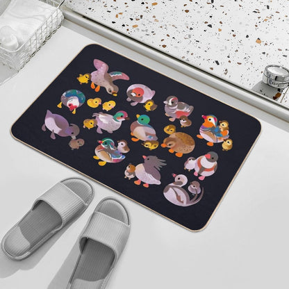 Duck And Duckling - Dark Bath Mat