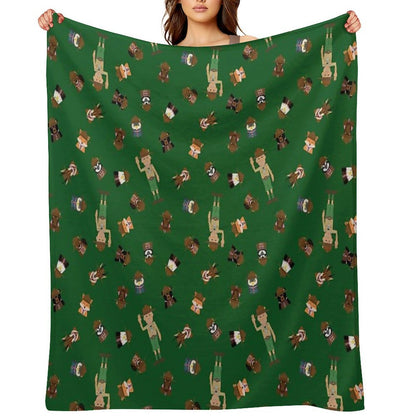 Wood Badge Patrol Critters - Baden-Powell Pattern - Green Throw Blanket