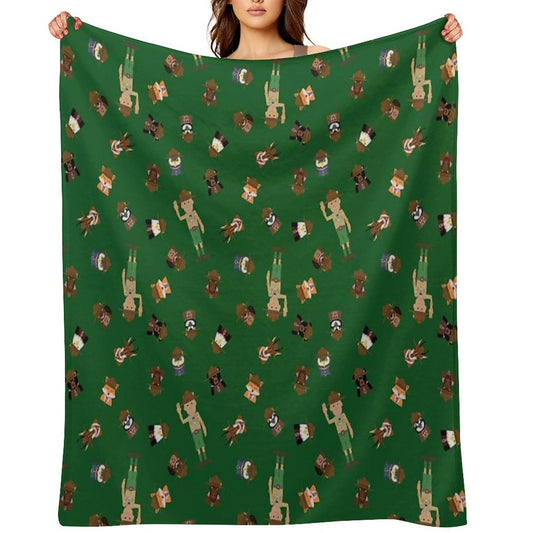 Wood Badge Patrol Critters - Baden-Powell Pattern - Green Throw Blanket