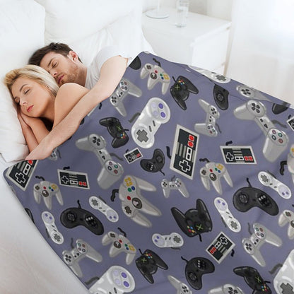 Old School Video Game Controllers - Repeating Pattern Throw Blanket