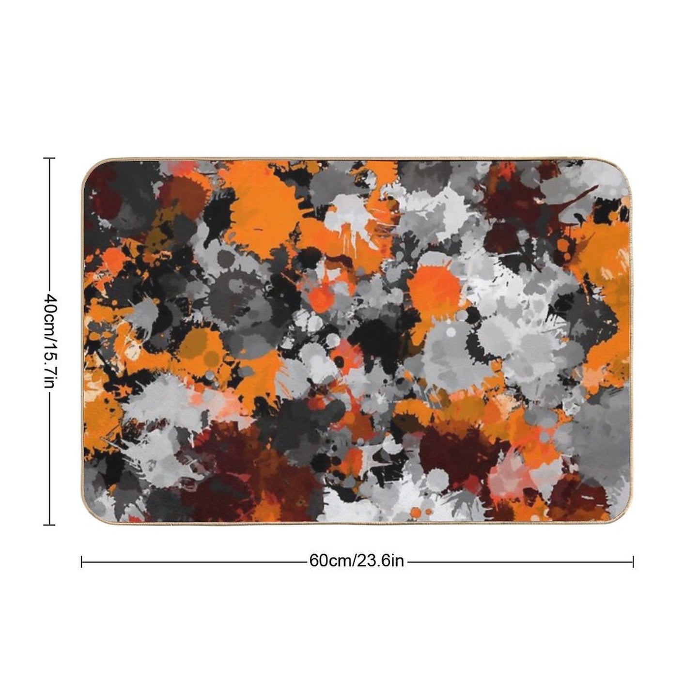 Orange And Grey Paint Splatter Bath Mat