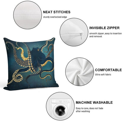 Metallic Octopus IV Soft Multiple Sizes Throw Pillow