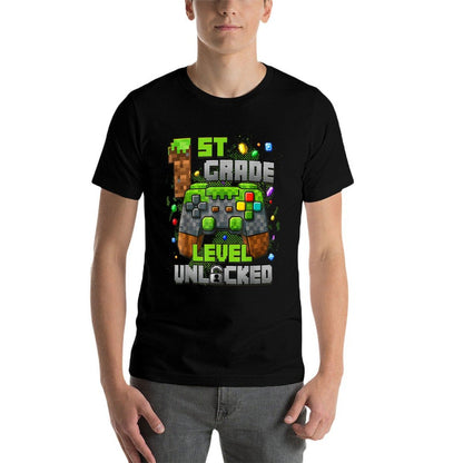 1st Grade Level Unlocked Video Gamer Pixel Back to School Comfortable T-Shirt