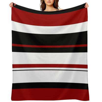 Red Black White Abstract Stripes Throw Blanket