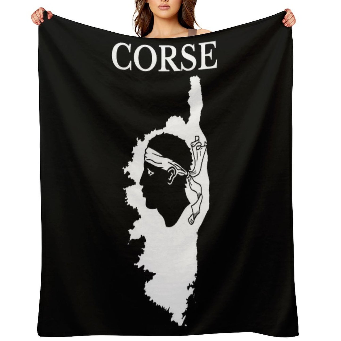 Corsica (Corse) Map, France, French Region. Throw Blanket