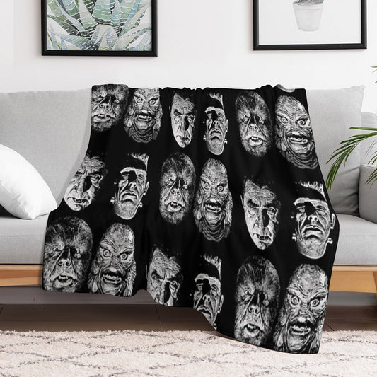 Universal Studios, Monsters, Monster Mash, Dracula, Wolfman, Frankenstein, Creature Throw Blanket