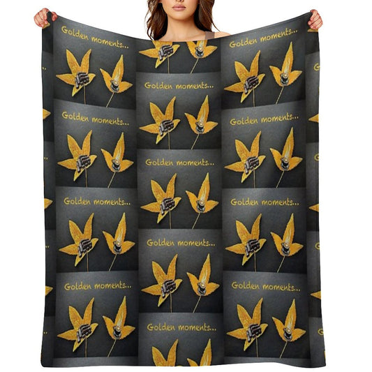 Golden Moments, Coffee And Cake Painting on Autumn Leaves Throw Blanket