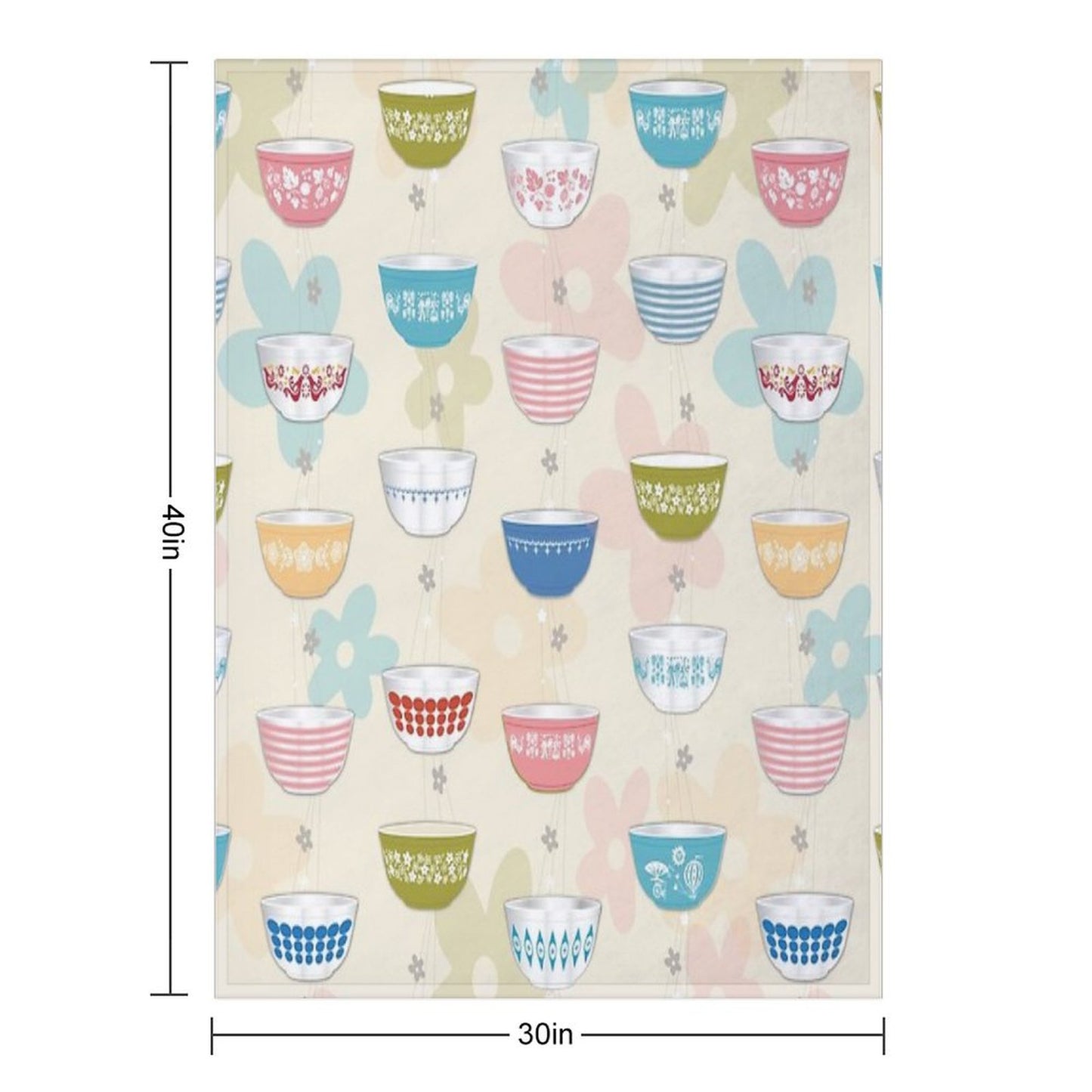 Vintage Pyrex Bowls Collection Throw Blanket