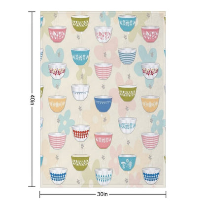 Vintage Pyrex Bowls Collection Throw Blanket