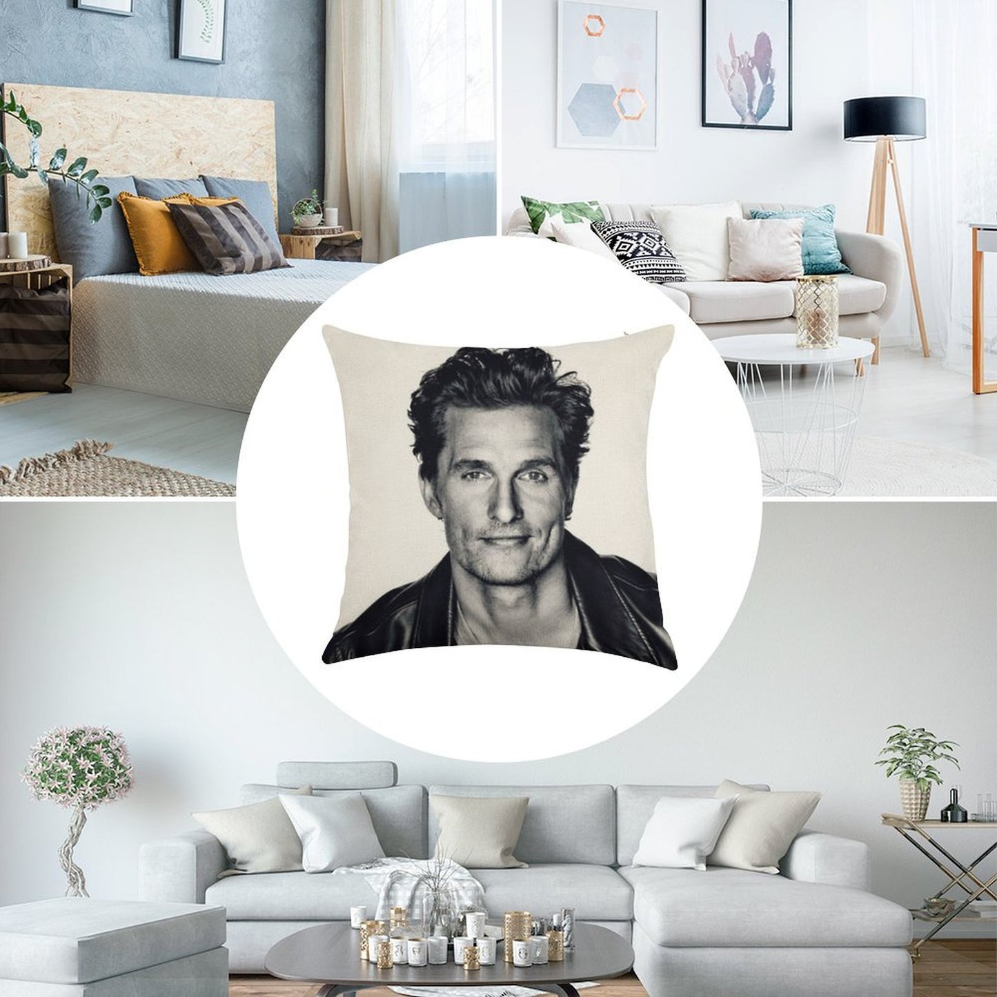Matthew McConaughey Linen Throw Pillow Cover