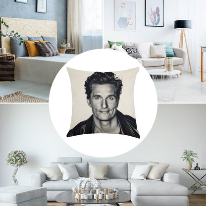 Matthew McConaughey Linen Throw Pillow Cover