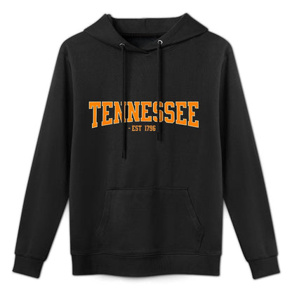 Vintage Tennessee Apparel for Men, Women, And Kids Classic TN Orange Print Retro Varsity Vintage Tennessee Kangaroo Pocket Hoodie