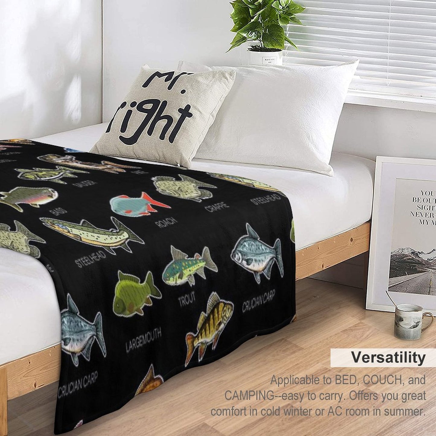 Types Of Freshwater Fish Species Fishing Throw Blanket
