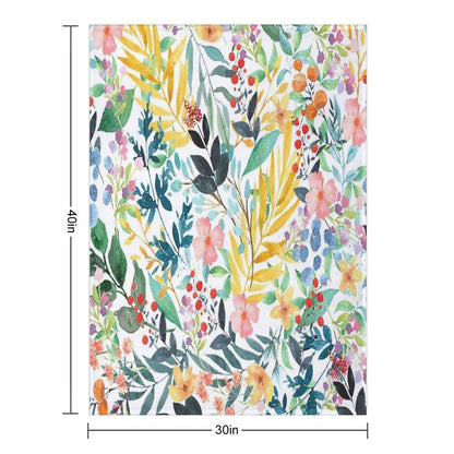 Colorful Watercolor Floral Pattern Throw Blanket
