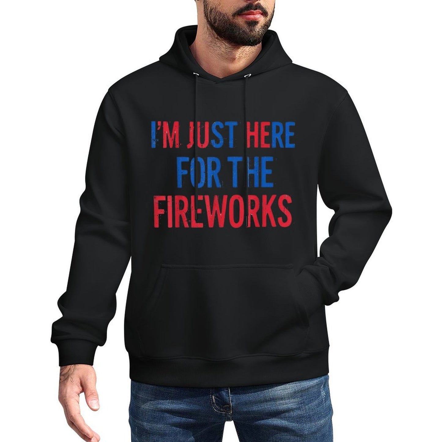 Funny Shirt for Couple Men Women Just Here For The Fireworks Moisture-Wicking Hoodie