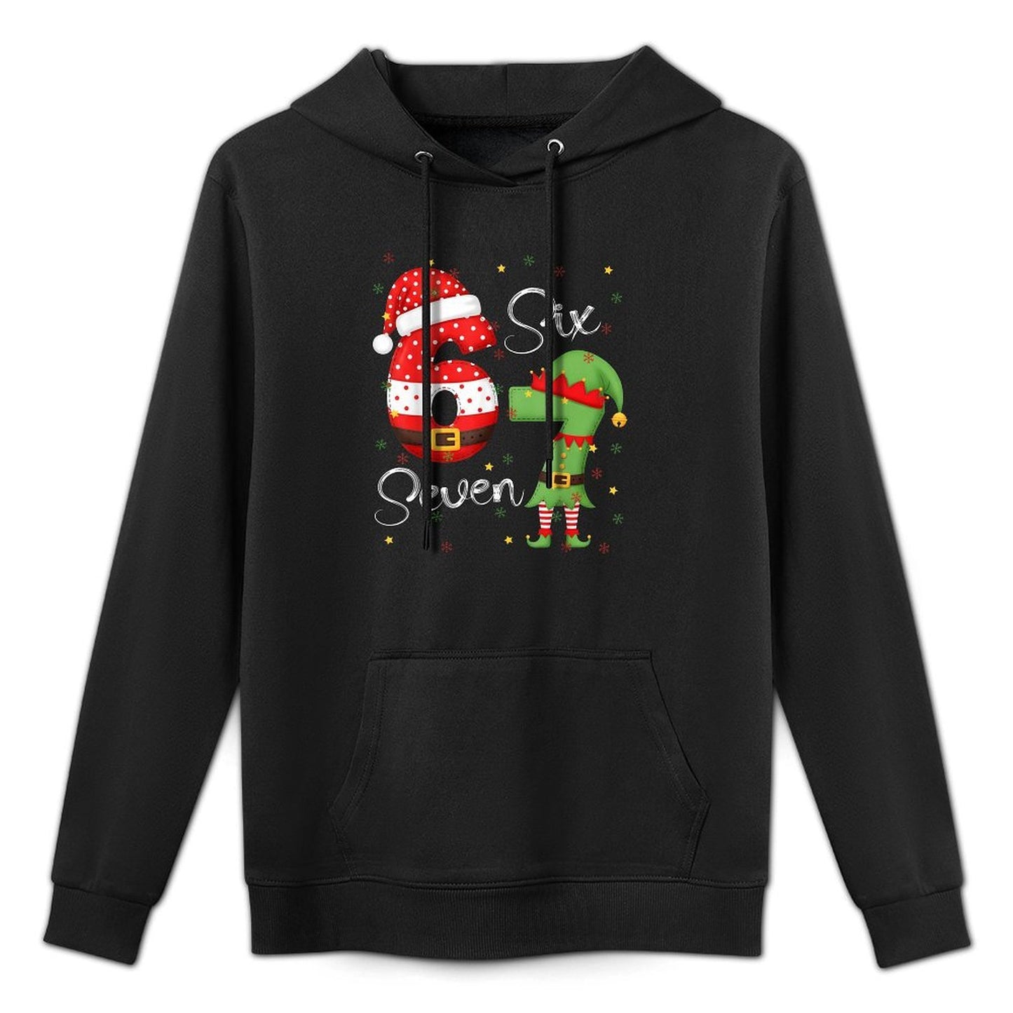 67 Meme Six Seven Christmas Pajamas Funny Gen Alpha Slang Kangaroo Pocket Hoodie