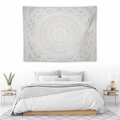 Mandala Soft Gray Tapestry
