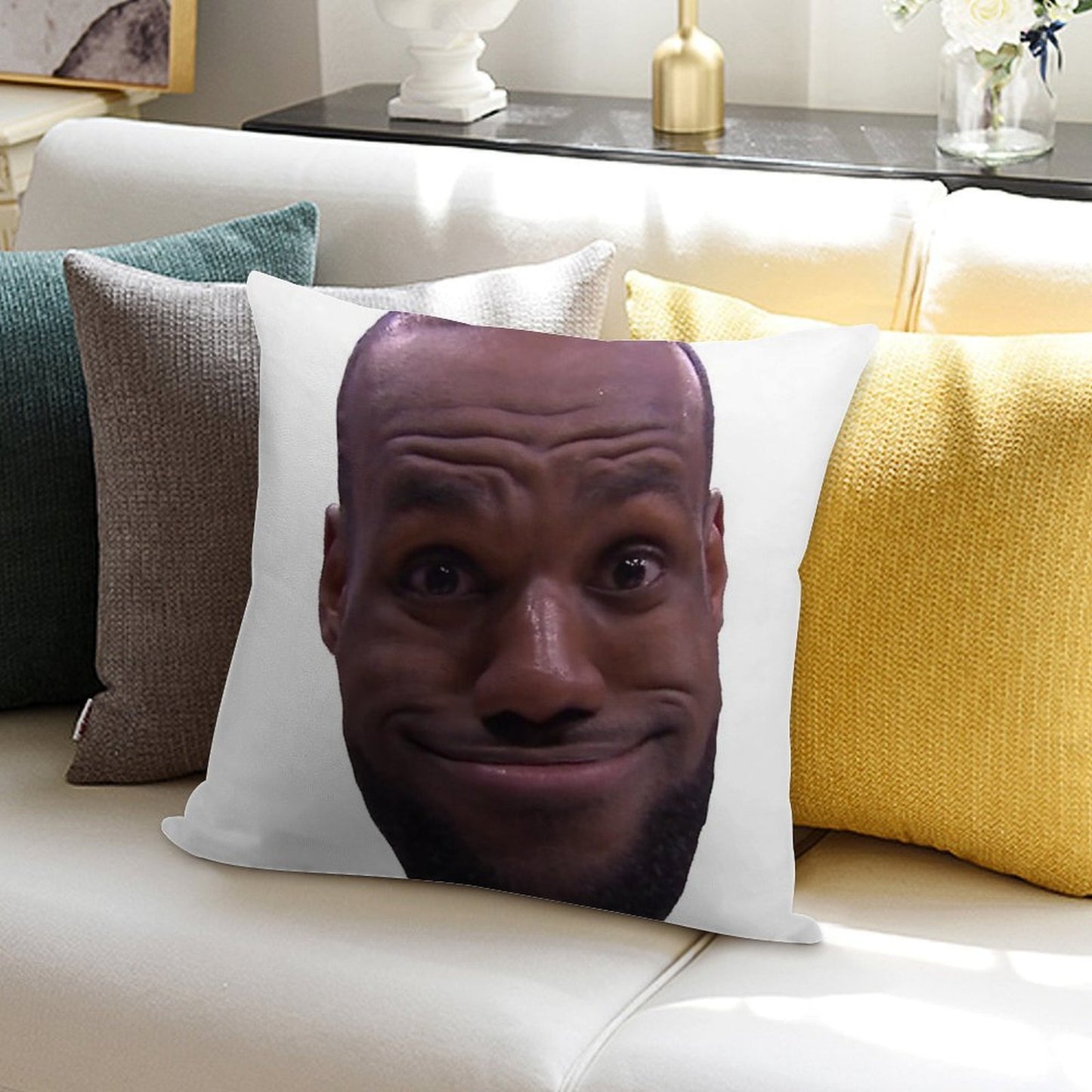 Lebron James Goofy Face Soft Skin-Friendly Throw Pillow