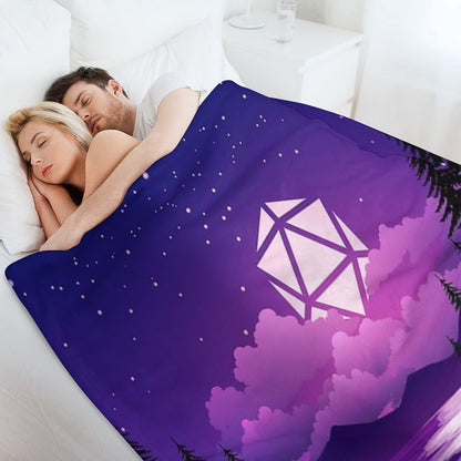 Pink Sunset D20 Dice Sun Lake Tabletop RPG Maps And Landscapes Throw Blanket