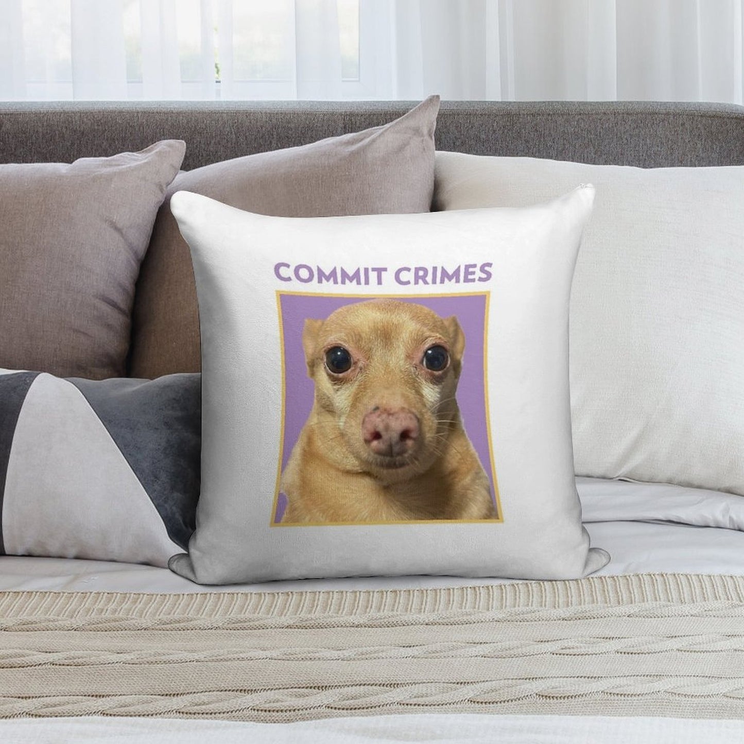 Crime Mouse Soft Short Plush Fabric Throw Pillow