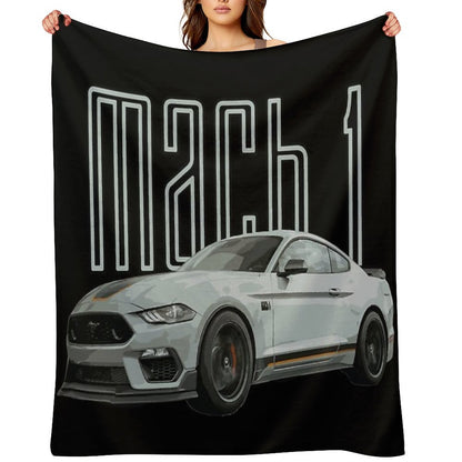 MACH 1 Mustang GT 5.0L V8 Performance Car Fighter Jet Gray Throw Blanket