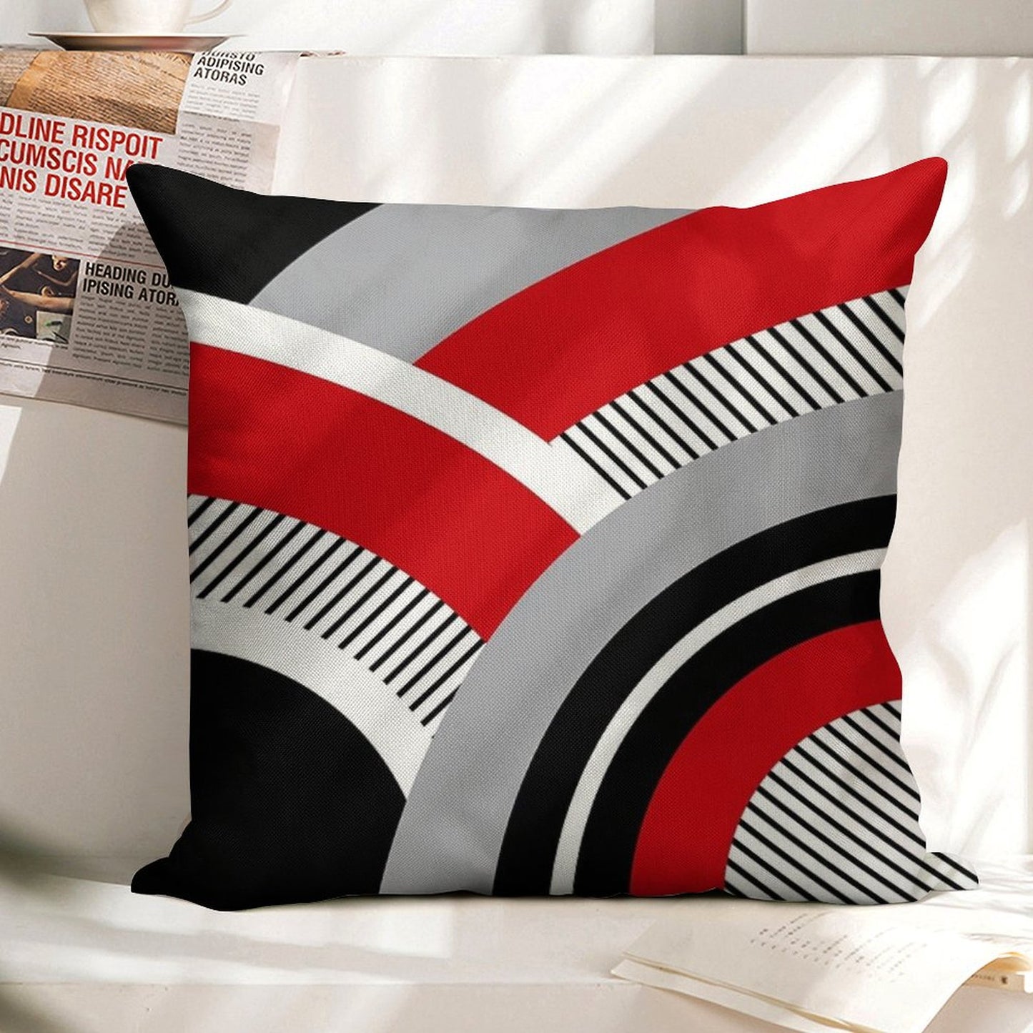Colorful Geometry Linen Throw Pillow Cover