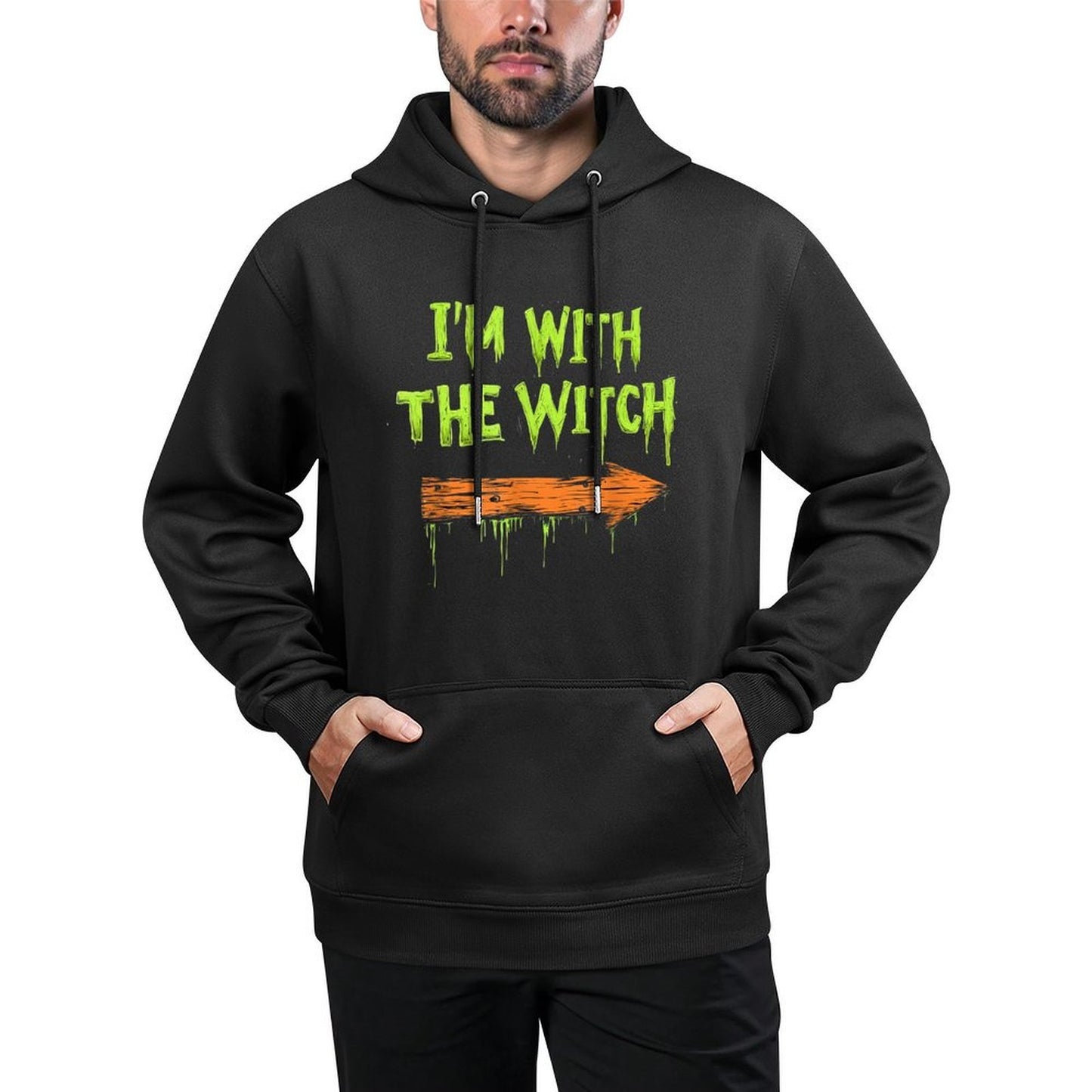 Im with The Witch Funny Halloween His And Her Gifts Relaxed Fit Hoodie