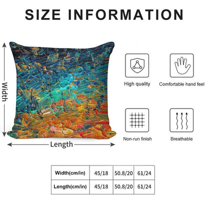 ETERNAL TIDE 2 Bold Rainbow Colorful Deep BlueTurquoise Aqua Orange Yellow Ombre Waves Abstract Acrylic Painting Soft High-Density Material Throw Pillow