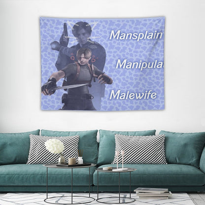 Mansplain, Manipulate, Malewife Leon (Cow) Tapestry