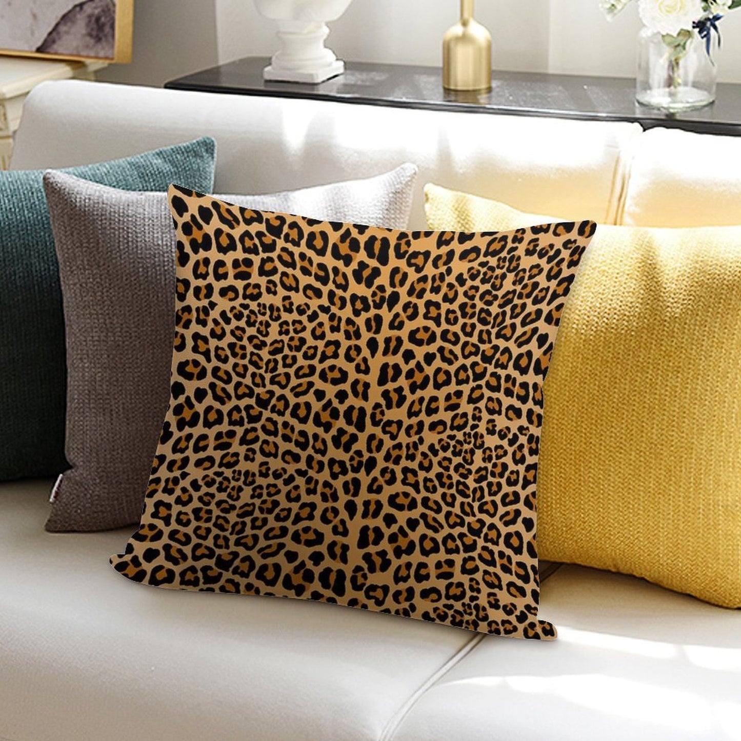 Trendy Leopard Print Aesthetic – Wild Animal Pattern Design Soft Multiple Sizes Throw Pillow