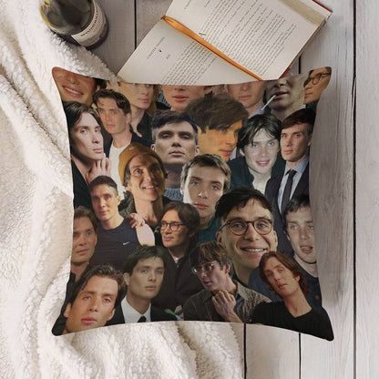 Cillian Murphy Photo Collage Linen Throw Pillow Cover