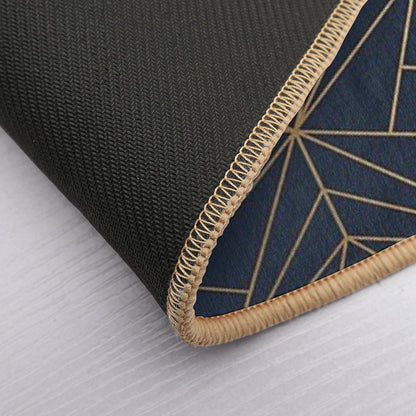 Elegant Geometric Copper Navy Blue Bath Mat