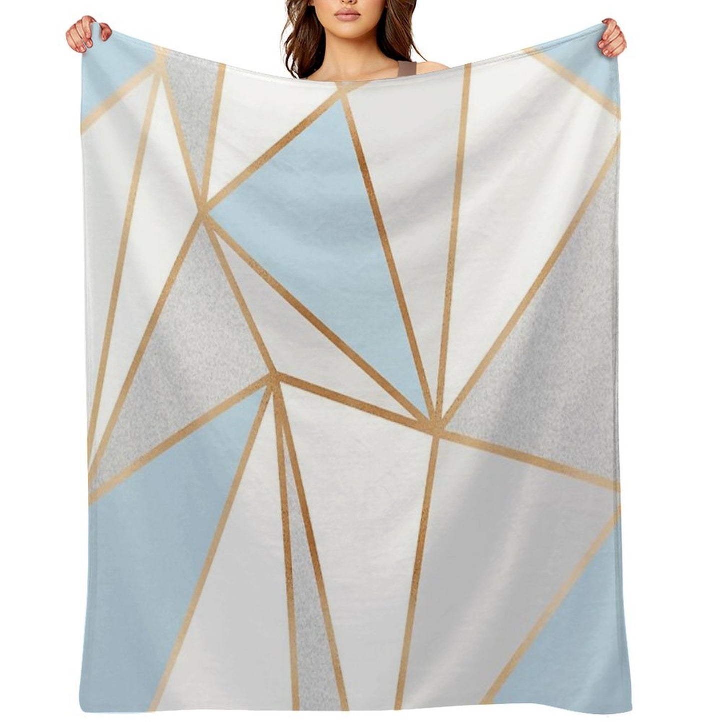 Blue, Grey & Gold Geo Throw Blanket