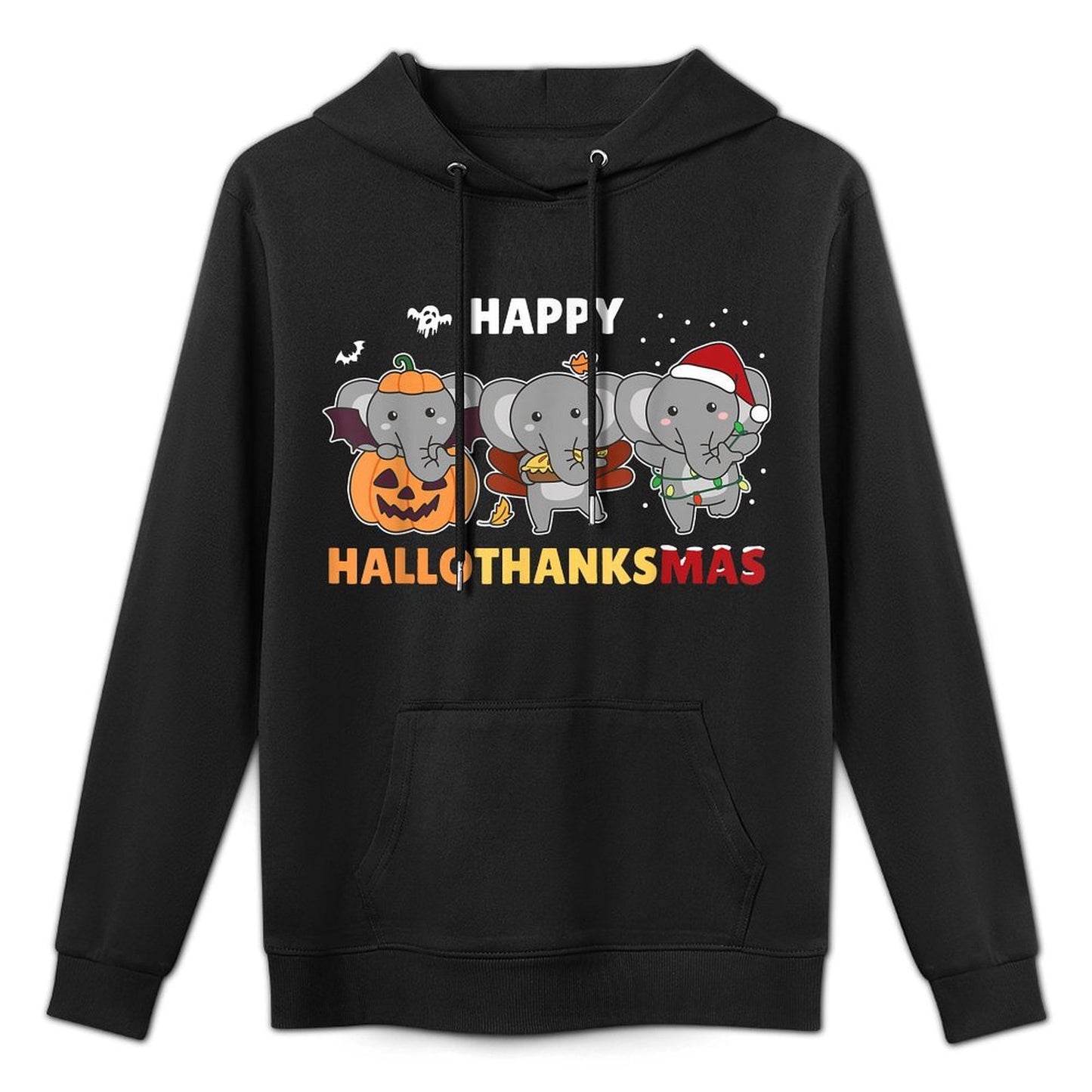 Elephant Christmas Halloween Costume Happy Hallothanksmas Machine Washable Hoodie
