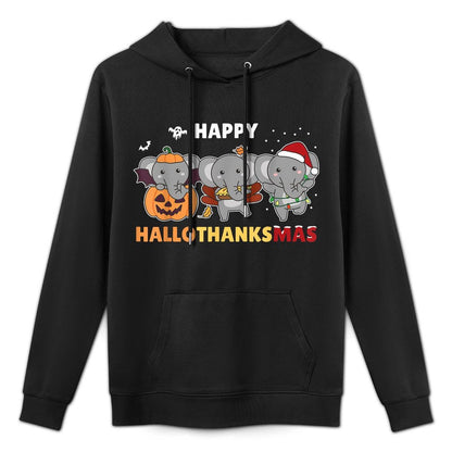 Elephant Christmas Halloween Costume Happy Hallothanksmas Machine Washable Hoodie