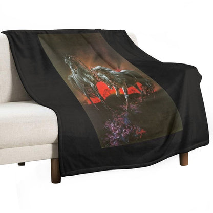 Dark Horses Throw Blanket