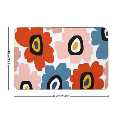 Colorful Modern Scandinavian Floral Shower Bath Mat