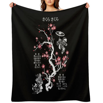 Sakura Sakura (White) Throw Blanket