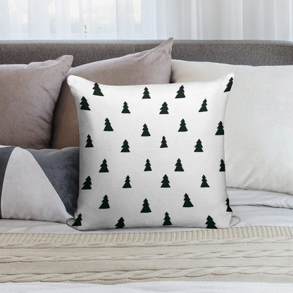Black Modern Christmas Tree Pattern Soft Reinforced Edging Throw Pillow