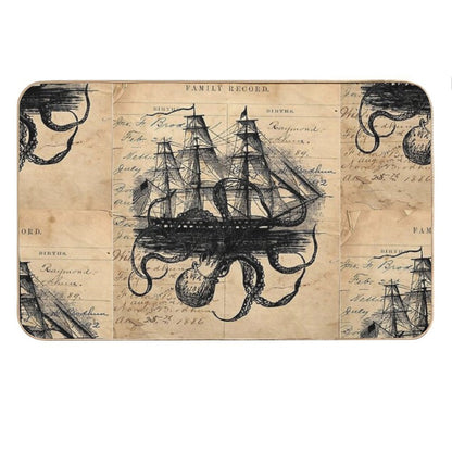 Kraken Attacking Ship on Ledger Design  KAS947 Bath Mat