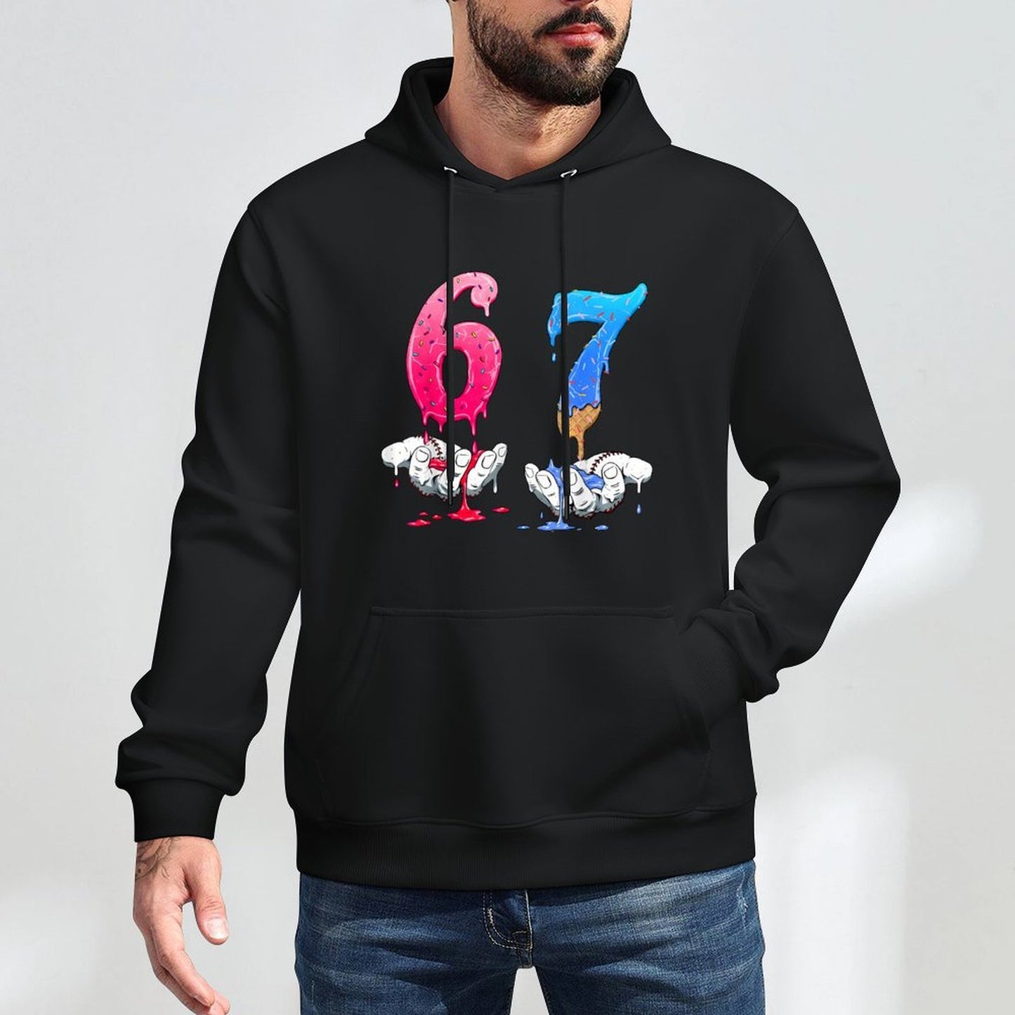 Six Seven Ice Cream Drip Sports Cool Meme 67 Funny Number Shrink-Resistant Hoodie