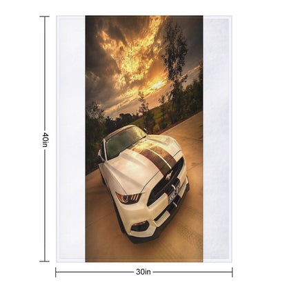 A Ford Mustang Sunset Throw Blanket