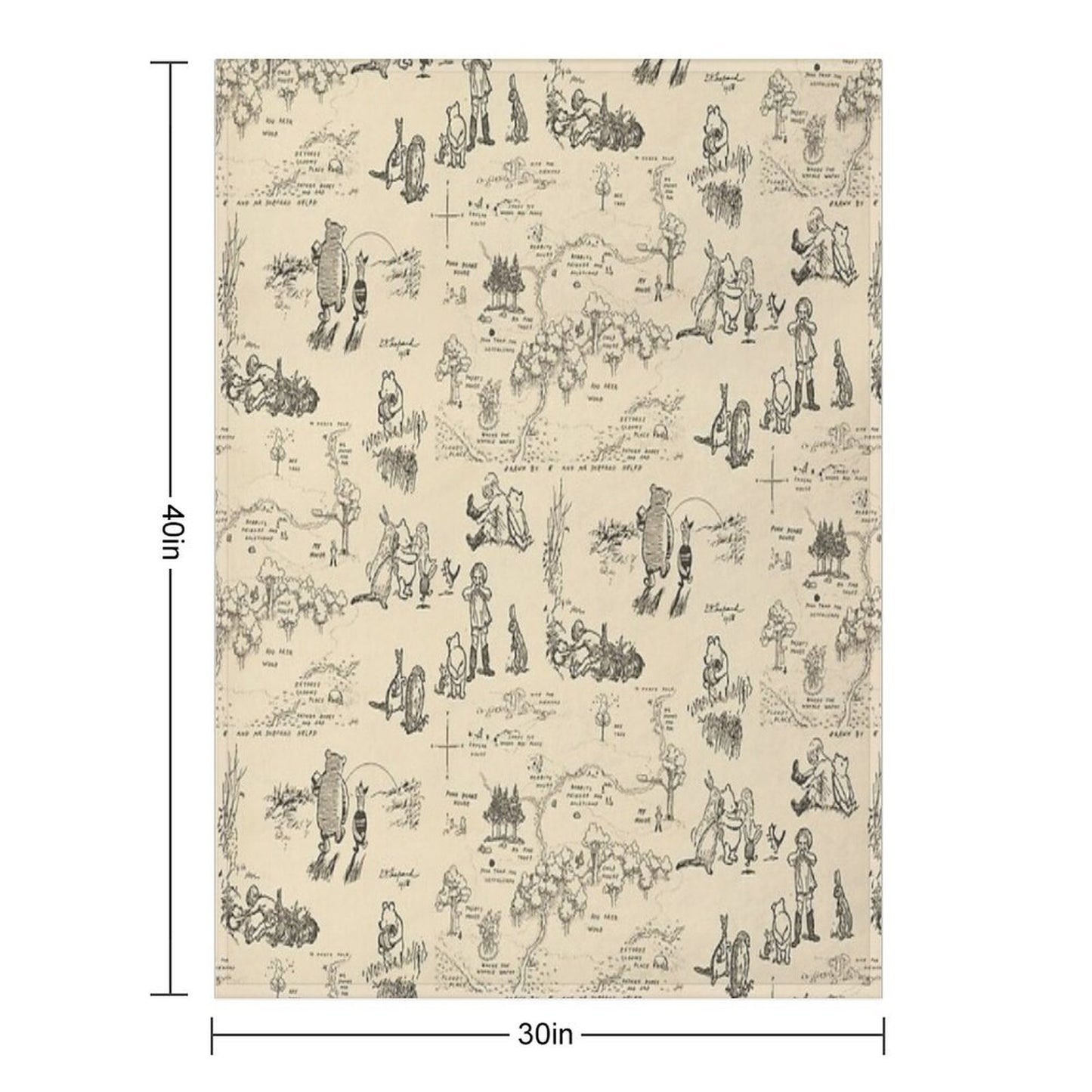 100 Aker Wood (Cream) Throw Blanket